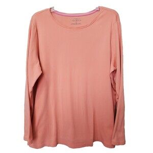 Talbots Plus Orange Pima Cotton Long Sleeve T-Shirt Size 2X